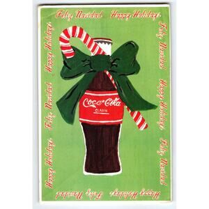 Vintage 1998 Coca-Cola Classic Christmas Postcard by Maria Ramos